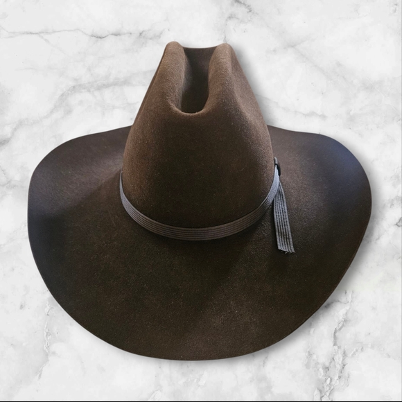 Stetson Stallion F0400 King Cowboy Hat 7-1/8 Chocolate 400 Brim Vintage USA - Picture 5 of 16